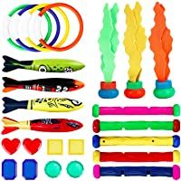joylink Juguetes de Buceo- Juguete de Natación 24pcs Buceo Conjuntos de Juegos Anillos de Buceo Torpedos Bandidos Palos…